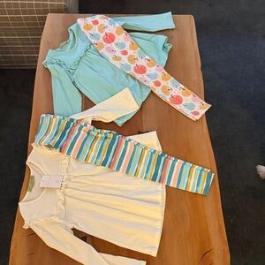 Kids Matching Set with Long Sleeve Tops and Striped Leggings